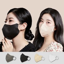 KF80 호프리미엄 마스크 새부리형 숨 쉬기 편한 귀 안아픈 컬러 마스크 블랙 화이트 그레이 베이지 30매/60매/90매 (1팩 5매입), [프리미엄] KF80 블랙 60매