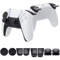 Ps5 dualsense playstation 5 컨트롤러용 액세서리 번들 엄지 그립 스틱 조이스틱 + l2 r2 트리거 익스텐더 + d-패드 버튼, 없음