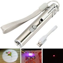 LED UV 손전등/적색 레이저/달 지시 라이트 현금 검사 비상 램프 USB 충전식 토치 펜 내장 AA 배터리, Without Box, 01 Without Box