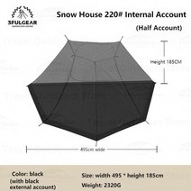 a형텐트 백팩킹 군용 야전침대 1인용 미니 샤워 3F UL GEAR-새로운 2023 야외 돔 캠핑 텐트 210D 방수 대, 07 220 Black Inner Tent