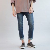 디벨로 남성용 9부 스판 빈티지 커팅진
