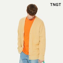TNGT 배색 세미오버핏 가디건 옐로우