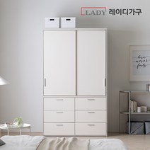 레이디가구 이안 빅 슬라이딩 옷장 1200 서랍형, 내추럴도어