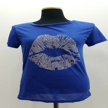 S1020/입술 반짝이장식 반팔 티셔츠/여름티