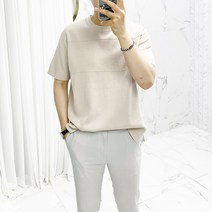 아도르클래식 데끼 절개 트임 라운드 니트 반팔티