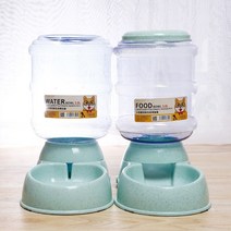 고양이자동급식기 반려동물 사료 배식기 강아지 밥그릇 3.8L 개 자동 공급기 플라스틱 물병 고양이 그릇 먹, 11 Green 2PCS