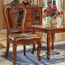 엔틱의자 라탄 고무나무 카페의자 쿠션 1인용 식탁용, 고급 목재 사이드 체어