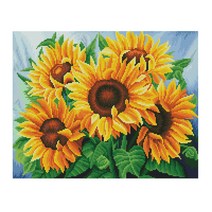 Sparkle 프레임 타입 캔버스 원형 보석십자수 DIY 키트 50 x 40cm, 1개, 블루밍 선플라워