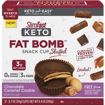 슬림패스트 키토 팻 밤 스낵 컵 초콜릿 캐러멜 쿠키 맛, 1개, 240g