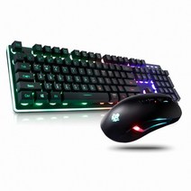앱코 HACKER 레인보우 LED 게이밍 키보드 + 마우스 세트 KM400, 블랙, 일반형