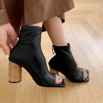 여성 스판 쓰미굽 토오픈 앵클힐 7cm 하이굽 스트릿 _ 256589EA