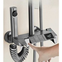 온도조절 디스플레이 샤워기 수전 욕조욕실 세트교체, L6전체구리지능형디지털디스플레이(총회색)