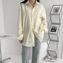 여자 루즈핏 긴팔 면남방 보이 프레피룩 셔츠