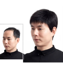 BAER 남자 중년가발 통가발 인모가발100% 자연가발, 1개