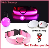 강아지 리드줄 목줄 충전 목걸이 펜던트 분리형 밝은 고양이 밤, 72.Pink Button Battery - XXL N