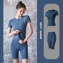 스타일아유 여성 쿨에어 헬스복 기능성 반팔 티셔츠 +반바지 레깅스 요가복 운동복 스포츠 헬스복 필라테스 트레이닝 세트 [AYG7YG0044]