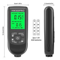 도막측정기 두께게이지 디지털도막측정기 hw-300hw-300pro 코팅 두께 게이지 0-2000um 자동차 페인트 필름 테스터 측정 수동 페인트 도구 자동차 용 두께 게이지, 블랙 hw-300pro