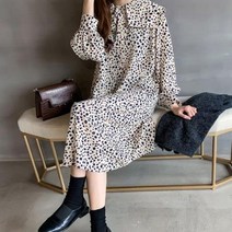 66 원피스 77 88 빅사이즈 편안한 호피무늬 봄 가을 패턴 원피스 DS-AL682