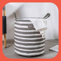 수납바구니 장난감바스켓 리빙몰 접이식 린넨 빨래바구니 스트라이프