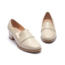 엘칸토 천연 소가죽 쿠션업 여성 발편한 베이직 로퍼 정장 구두 아이보리 NC이천점 LCWD41U04C