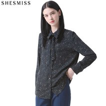 쉬즈미스 갤럭시큐브 패턴 리본 블라우스