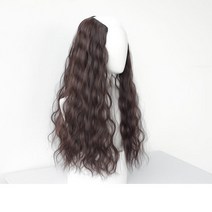히피 펌 반 가발 U자 형 티안나는 긴 붙임 머리 굵은 곱슬 여성 웨이브 헤어 자연스러운 10 20 30 대, 다크브라운(60CM), FREE SIZE