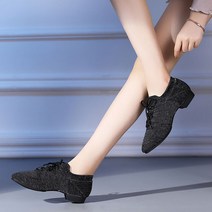 SHENGBO여성 댄스화 날염직포 소프트 컴포트 네 컬러+NO.004LH908, 235, 블랙 아웃도어 고무창