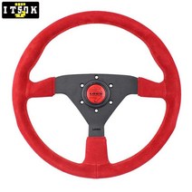 JDM 유니버설 레이싱 스티어링 휠 스웨이드 14 인치 350mm 플랫 디쉬 드리프트 랠리 스포츠 모모모용, 푸른