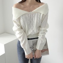 제니트 오프숄더 니트 여성 카라넥 꽈배기 쇼무카라꽈