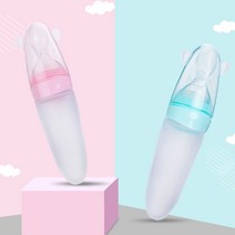 Mingjin 덮개 술꾼 우유 짜기 숟가락을 가진 안전 실리콘 아기 보충 교재 음식 밥 곡물 병, 1, Pink