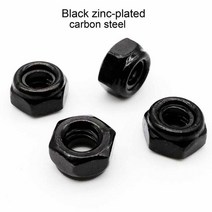 50pcs m2 m2.5 m3 m3.5 m4 m5 m6 304 스테인레스 스틸 블랙 스틸 아연 도금 육각 나일론 인서트 잠금 너트 자동 잠금 Nylock 잠금 너트, 블랙 카본 스틸
