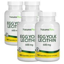 네이처스 플러스 난유캡슐 난황 레시틴 NaturesPlus Egg Yolk Lecithin 600 mg 180 캡슐 2팩 총 360캡슐, 4통, 180정