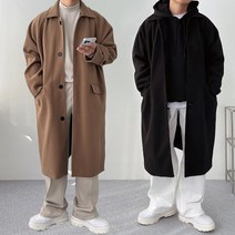 남자 울 오버핏 롱 발마칸 코트