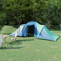 캠핑 텐트 팝업 배낭 야외 하이킹을 위한 가족 vidaXL, Blue and green