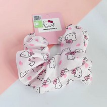 고탄력 헬로키티 캐릭터 곱창 헤어 밴드 고무줄 매쉬 머리 끈 귀여운 여성용 짱짱한