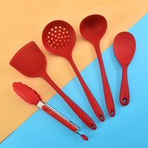 [시우리빙] 레드 실리콘 조리도구 세트 5종, 레드 실리콘 조리도구 5종 세트