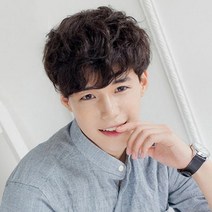 파마 남자 통 앞머리 미용 부분 정수리 군인 가발 반 자연갈색, 다크 브라운