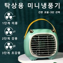 BINMEI 미니냉풍기 휴대용 탁상 에어컨 USB충전 휴대용 미니 아이스 냉풍기 무선 서큘레이터, 그린