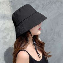 힙스타골프 여성 골프 버킷햇 보석 스컬 넓은챙 턱끈 벙거지 모자, 여성 스컬 블랙 버킷햇