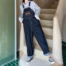 통넓은 멜빵 청바지 데님 와이드 점프수트 빅사이즈