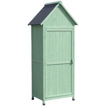 야외 도구 캐비닛 소형 간이 창고 정원 테라스 조립식, 짙은 녹색  770x 545x 1790 풀선반