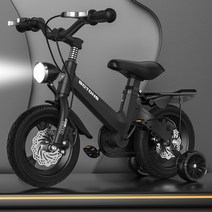 BQTONG 보조바퀴 아동 어린이 자전거 12~18인치 디스크브레이크 강화프레임 95% 조립배송, 18인치, 블랙 (일체형 휠+더블 디스크브레이크+뒷좌석)