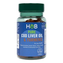 홀랜드앤바랫 퓨어 대구간 오일 강황 500mg 60캡슐 Holland & Barrett Pure Cod Liver Oil Turmeric, 1팩