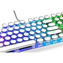 멋진 LED 게임용 키보드가 있는 기계식 키캡 스팀 펑크 타자기 라운드 키 캡 백라이트 고급 플레이어용 104 키 양식, 01 WHITE, 일반형