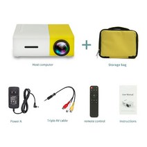 빔프로젝터 LEJIADA 핫 YG300 프로 LED 미니 프로젝터 1080P 풀 HD 지원 HDMI 호환 USB AV TF PS4 휴대용, 04 Yellow plus bag_01 EU 플러그