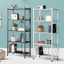 바퀴달린 이동식 틈새 책장 책꽂이 만화책 원룸 파티션 가림막 인테리어 공간분리 앙면 서재 가벽 수납함, 접이식폴딩선반5단화이트