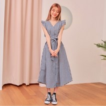 반에이크오 반에이크오 고방체크 프릴 원피스_XOB04OPME05Z