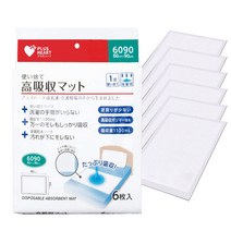 환자용 성인용 위생 깔개 대형 흡수 일회용 위생매트 6매입, 1팩