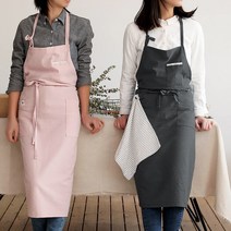 바리스타 카페 꽃집 공방 요리교실 에이프런 어린이집 면 린넨 긴앞치마 롱 긴 원피스 앞치마 1+1, 옐로우, 옐로우