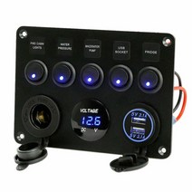 시거잭인버터 시거잭220v변환 5 갱 12 v24 v 인라인 퓨즈 박스 led 스위치 패널 듀얼 usb 자동차 보트 트럭 캠핑카 디지털 전압 디스플레이 블루그린 인버터 15, 협력사, 파란색, 1개
